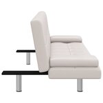 vidaXL Canapé-lit réglable avec deux oreillers Similicuir Blanc crème