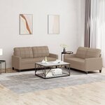 vidaXL Ensemble de canapés 2 Pièces avec coussins Cappuccino Similicuir