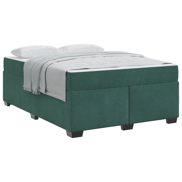 vidaXL Cadre de lit avec matelas Vert foncé 160 x 200 cm tissu