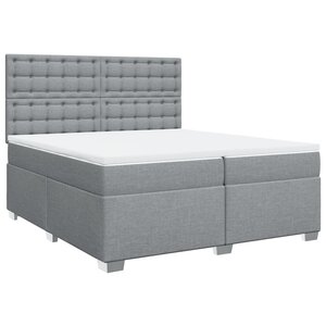 vidaXL Sommier à lattes de lit avec matelas Gris clair 200x200cm Tissu