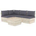 vidaXL Salon de jardin palette 5 Pièces avec coussins bois d'épicéa