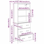 vidaXL Haut Armoire Chêne noir 69 5 x 34 x 180 cm Bois d'ingénierie