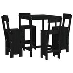 vidaXL Ensemble de bar de jardin 5 Pièces noir bois de pin massif
