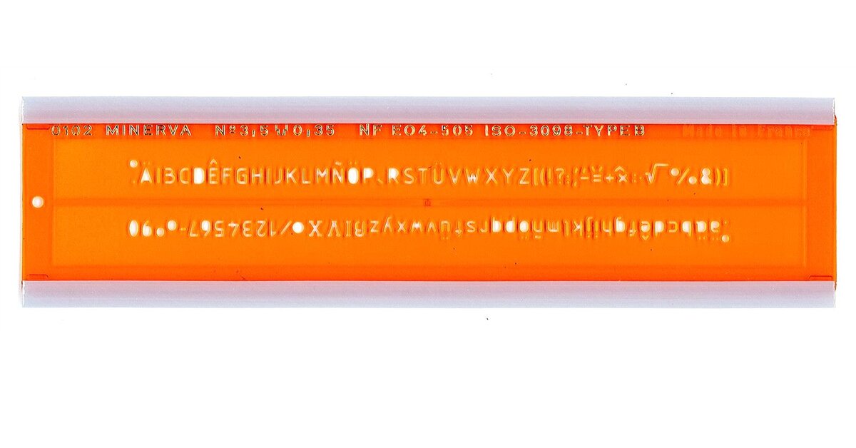 MINERVA Trace Lettres Hauteur 10 Mm Norme ISO, Longueur 43,5 Cm