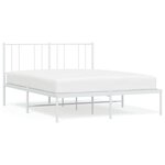 vidaXL Cadre de lit métal sans matelas et tête de lit blanc 160x200 cm