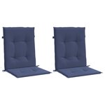 vidaXL Coussins de chaise à dossier bas lot de 2 bleu marine tissu