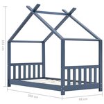 vidaXL Cadre de lit d'enfant Gris  Bois de pin massif 90 x 200 cm