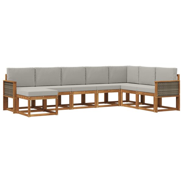 vidaXL Ensemble de canapés d'extérieur 8 pc Naturel et gris clair