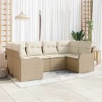 vidaXL Ensemble de canapé de jardin 6 Pièces Beige  blanc Poly rotin