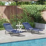 vidaXL Chaise longue pliante 2 Pièces Bleu marine 182 x 55 x 85 5 cm