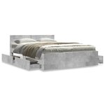 vidaXL Cadre de lit et tête de lit sans matelas gris béton 120x190 cm