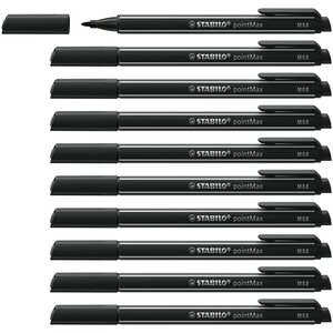 Stylo feutre pointMax pointe moyenne 0.8mm noir x 10 STABILO