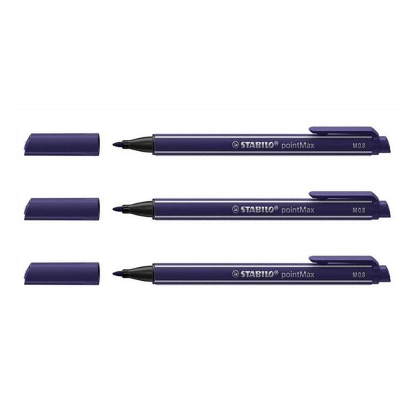 Stylo-feutre pointMax  pointe 0 8mm - Bleu de prusse x 3 STABILO