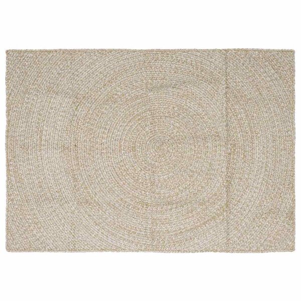 vidaXL Tapis de surface Naturel et Blanc 120 x 170 cm Jute