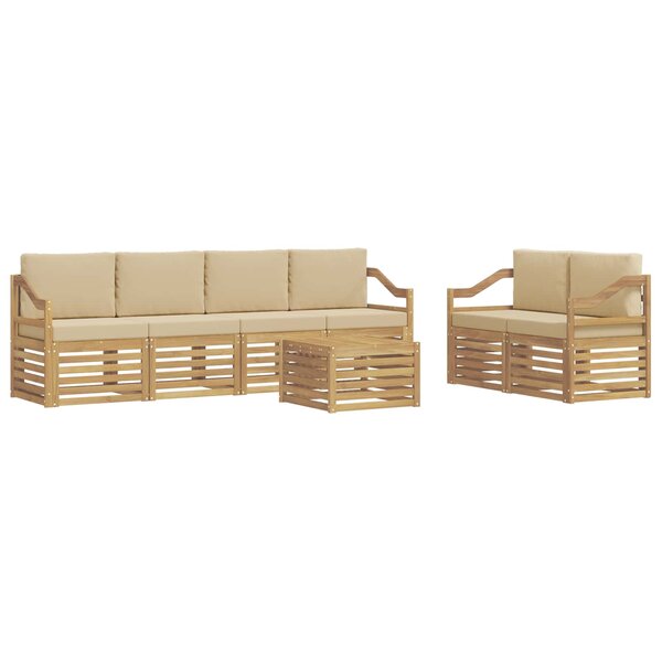vidaXL Ensemble de canapés d'extérieur 7 Pièces Blanc et Beige Polyester