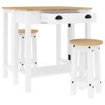 vidaXL Ensemble de bar 3 Pièces blanc bois de pin massif