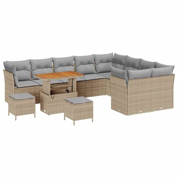 vidaXL Ensemble de canapé de jardin 12 Pièces beige et gris clair