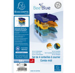 Set De 4 Corbeilles-à-courrier Combo Midi Bee Blue - Couleurs Assorties - Exacompta