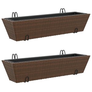 vidaXL Jardinières avec crochets 2 Pièces marron résine tressée