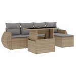 vidaXL Salon de jardin avec coussins 6 Pièces beige résine tressée