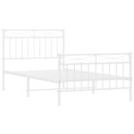 vidaXL Cadre de lit métal sans matelas et pied de lit blanc 100x190 cm