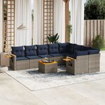 vidaXL Salon de jardin 10 Pièces avec coussins gris résine tressée