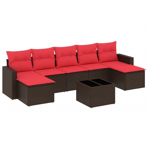 vidaXL Salon de jardin 8 Pièces avec coussins marron résine tressée
