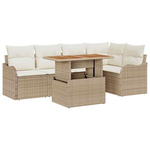 vidaXL Ensemble de canapé de jardin 6 Pièces Beige Poly rotin