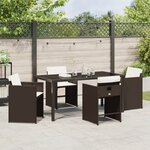 vidaXL Ensemble de salle à manger de jardin 5 pièces avec coussins marron poly rattan
