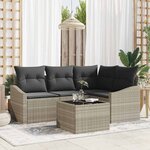 vidaXL Ensemble de canapé de jardin 5 Pièces Gris clair Poly rotin