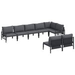 vidaXL Ensemble de canapé de jardin avec coussin 8 Pièces Noir Acier
