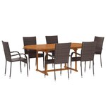 vidaXL Ensemble à Manger de jardin 7 Pièces Résine tressée Marron