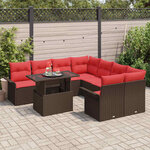 vidaXL Ensemble de canapé de jardin 9 Pièces Marron Poly rotin