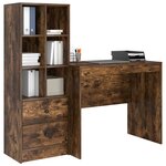vidaXL Bureau avec tiroir avec étagère avec stockage 2 Pièces Chêne fumé