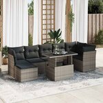 vidaXL Salon de jardin 8 Pièces avec coussins gris résine tressée