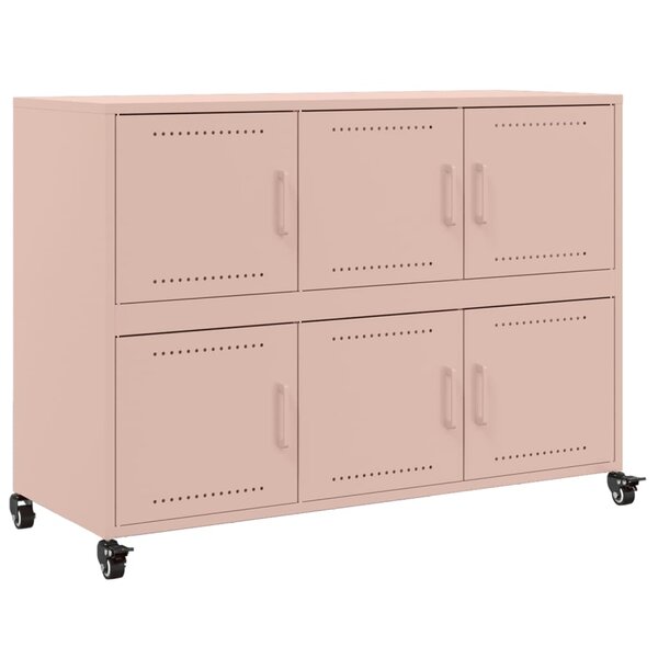 vidaXL Buffet rose 100 5x39x72 cm acier
