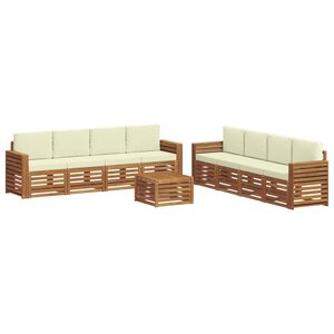 vidaXL Ensemble de canapés d'extérieur 9 pc Naturel et Crème