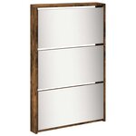 vidaXL Armoire à chaussures miroir 5 niveaux chêne fumé 63x17x169 5 cm