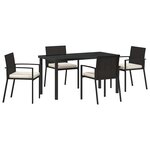vidaXL Ensemble de salle à manger pour jardin 5 Pièces Noir Poly rotin