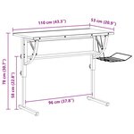 vidaXL Bureau d'artisanat blanc et gris 110x53x(58-87) cm