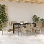 vidaXL Ensemble de salle à manger pour jardin 7 Pièces Beige Poly rotin