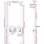 vidaXL Support mural de salle de bain Bleu 50 x 17.5 x 136 cm Acier