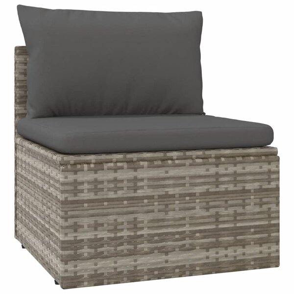 vidaXL Canapé central de jardin et coussin Gris 57x57x56 cm Poly rotin