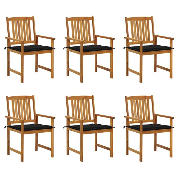 vidaXL Chaises de jardin avec coussins lot de 6 Bois d'acacia massif