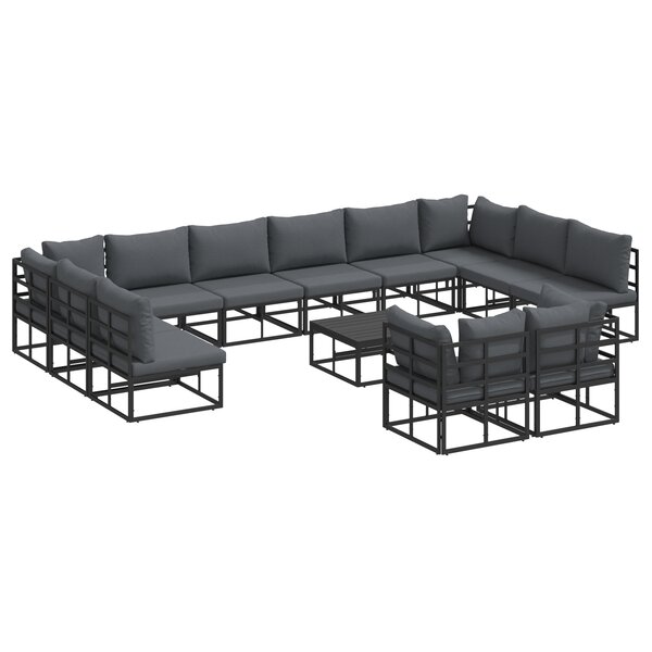 vidaXL Ensemble de canapé de jardin 13 Pièces Noir 70 x 70 x 32 cm