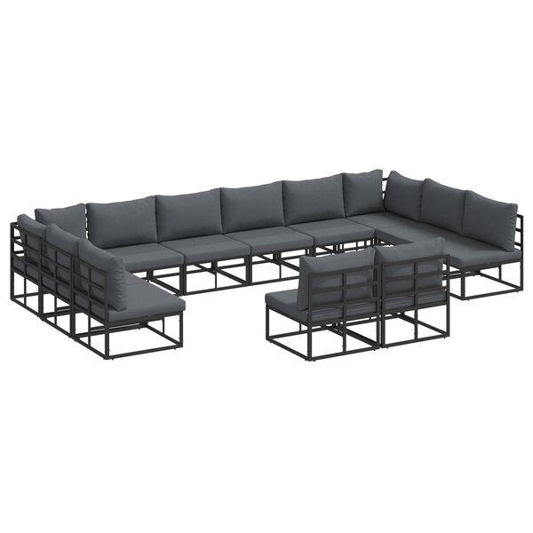 vidaXL Ensemble de canapé de jardin 12 Pièces Noir 423 x 211 5 x 71 cm
