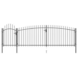 vidaXL Portail de clôture de jardin avec dessus en lance 5x2 m Noir