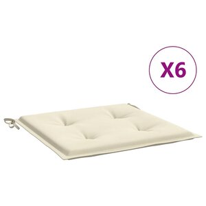vidaXL Coussins de chaise jardin lot de 6 crème 40x40x4cm tissu oxford