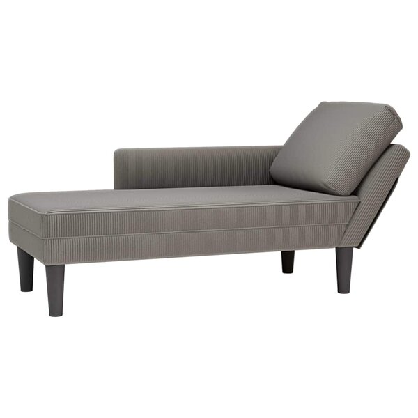vidaXL Chaise longue avec coussin gris clair tissu en velours côtelé