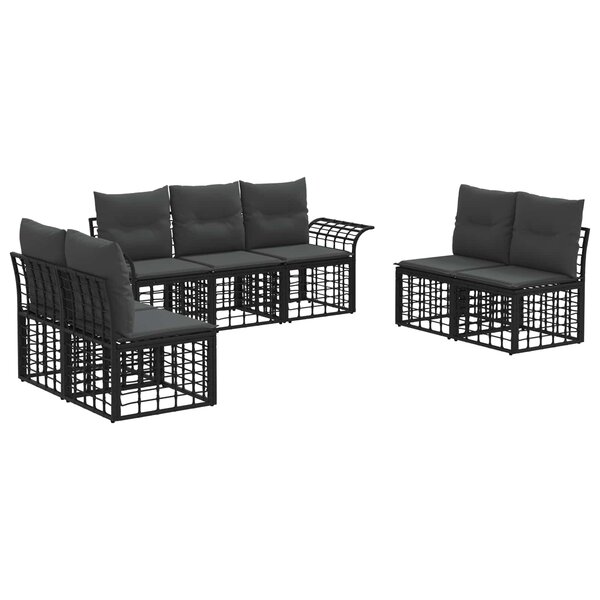 vidaXL Ensemble de canapés d'extérieur 7 pc Noir et Gris foncé